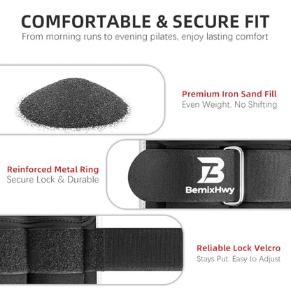 Adjustable Ankle Weights Set 1 Pair 2-10 lbs, Comfortable Leg Weights for Walking, Running, Pilates, Yoga, Home Workout & Physical Therapy
