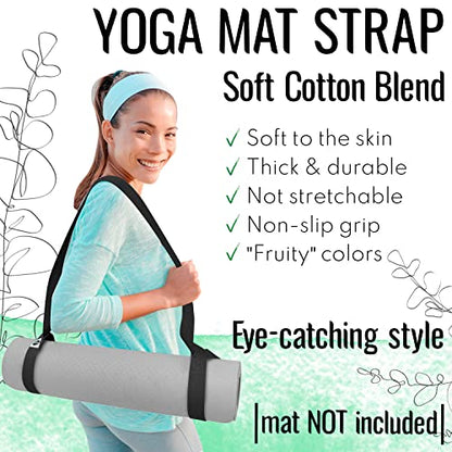 Yoga Mat Strap – 30+ Colors – Adjustable Mat Holder Sling Carrier for All Mats [Mat Not Included]