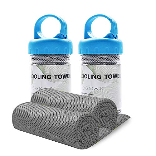 Cooling Microfiber Sports Sweat Towel for Golf Workout Swimming Gym Yoga Travel Camping Fitness - 40"x12" - Grey 2 Pack - color: Gray 2 Pack