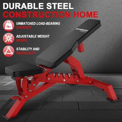 Strength Weight Bench 32 Adjustable Positions Training Benches - Heavy Duty Home Gym Equipment with 1300 LBS Weight Capacity Durable Steel Construction Incline Decline Bench for Full Body Workout