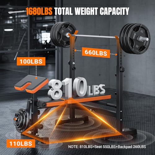 YOLEO 6 in 1 Space Saving Weight Bench Set for Home Gym, Fast Folding & Adjustable Workout Bench, Bench Press Rack/Leg Extension/Preacher Curl/Sit up(1-Step Folding) (Black)