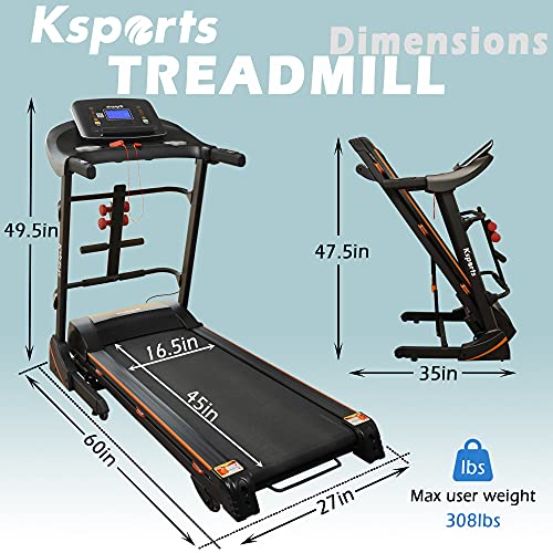 Foldable 16.5 Inch Cardio Fitness Portable Treadmill with Bluetooth Connectivity, LCD Display, and Tracking Apps for Home Gym Equipment, Black - color: Black Large