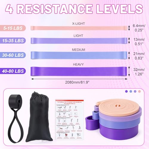 3-in-1 Resistance Bands Set for Working Out, 4 Pull up Assist Elastics with Door Anchor, 5 Booty Loops & 6-Tube Pedal Pull Rope, Home Gym Training Equipment, Arms Core Leg Glute Exercise
