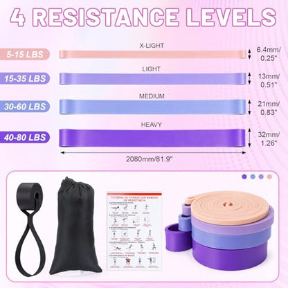 3-in-1 Resistance Bands Set for Working Out, 4 Pull up Assist Elastics with Door Anchor, 5 Booty Loops & 6-Tube Pedal Pull Rope, Home Gym Training Equipment, Arms Core Leg Glute Exercise
