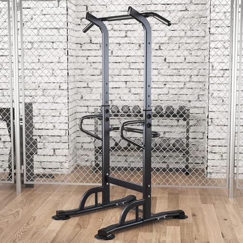 soges Power Tower Adjustable Height Pull Up & Dip Station Multi-Function Home Strength Training Fitness Workout Station