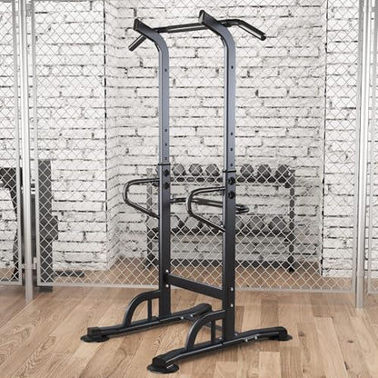 soges Power Tower Adjustable Height Pull Up & Dip Station Multi-Function Home Strength Training Fitness Workout Station