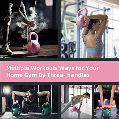 3 Handle Kettlebells Weight - Weight for Women Options 5, 10, 15 and 20 LB for Russian Twists AB Exercise, Weightlifting and Core Fitness Exercise Home Gym [Single in Sold]