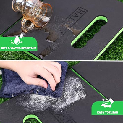 Foldable Kneeling Pad for Gardening & Mechanic Work, Waterproof Extra Thick High Density EVA Foam Knee Mat for Bathing Baby, Exercise,Portable Cushion with Handle, 20.4" x 11.8" (Green & Black)