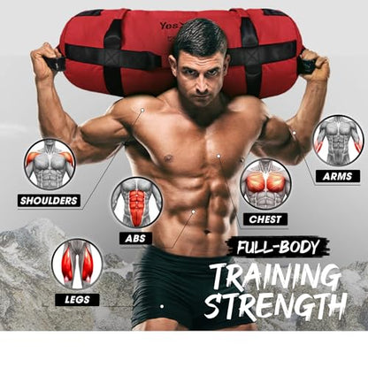 Yes4All Sandbags for Working Out, Adjustable Sand Bags for Weight Training with Handles, Combo Army Green (M + L)