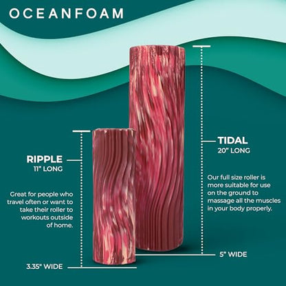 Tidal Roller - Maroon, Blush & Hot Pink Marbled - Muscle Massage Foam Roller for Back Pain & Stretching - Firm & Ergonomic Wide Wave Textured - Yoga & Athletics - Full Size, 20" x 5" - color: Maroon,blush & Hot Pink Marbled