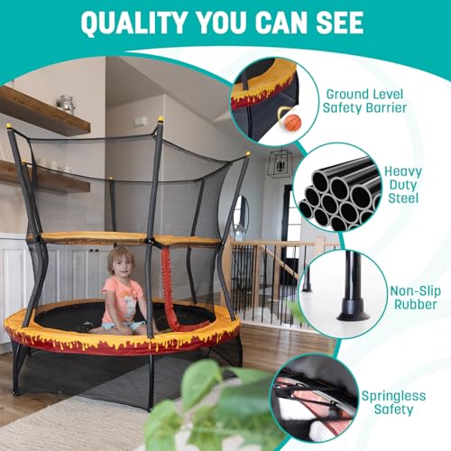 Skywalker Trampolines 60" No-Spring Design Mini Trampoline for Kids and Toddlers with Enclosure Net - color: Red