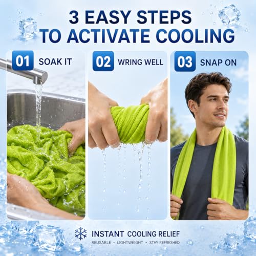 Large Cooling Towel for Neck and Face, 43.3 x 15.7 in, Lime Green - color: Green