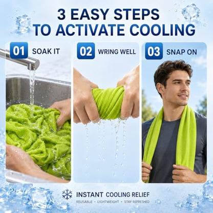 Large Cooling Towel for Neck and Face, 43.3 x 15.7 in, Lime Green - color: Green