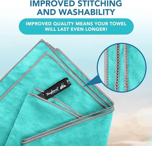 Youphoria Microfiber Travel Towel Fast Drying Lightweight - Quick Dry Towel for Camping, Beach, Backpacking, Hiking & Sport - color: Mint/Gray, style: 20" x 40" (Small)