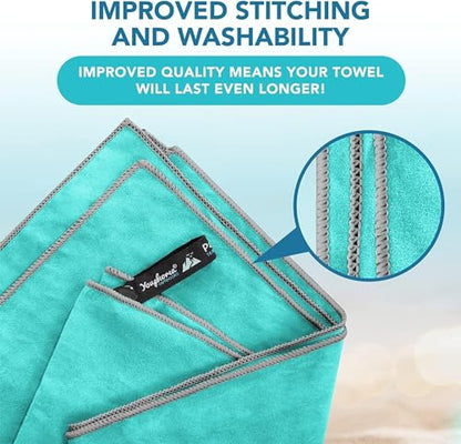 Youphoria Microfiber Travel Towel Fast Drying Lightweight - Quick Dry Towel for Camping, Beach, Backpacking, Hiking & Sport - color: Mint/Gray, style: 12" x 24" (X-Small)