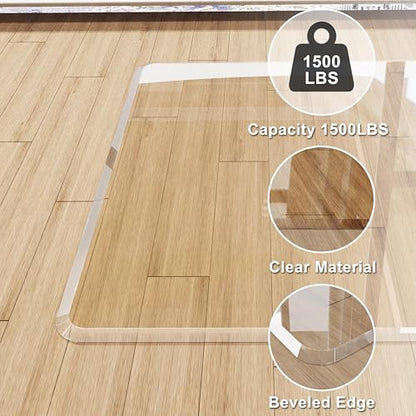 Exercise Bike Mat for Hardwood Floor Protector 36"x48" Clear Waterproof Bike Trainer Mats with Non-Slip Pads for Carpet Durable Thick Indoor Cycling Mat for Home Gym or Workouts