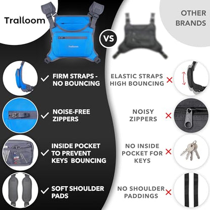 Running Chest Pack, Reflective Vest, Water Repellent, Phone Holder, Workout Bag for Runners, Cycling, Biking, EDC Pouch, Jogging Carrier, Hidden Pocket, Men & Women, Lightweight - color: Blue