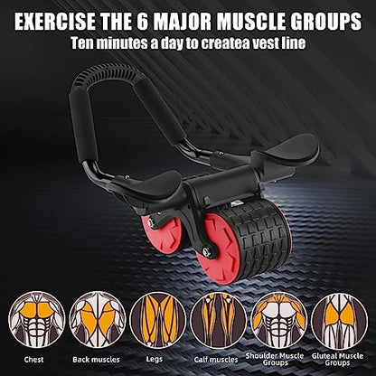 Elbow Support Automatic Rebound Abdominal Wheel，Ab Roller for Abdominal Exercise Machine，Abs Workout Equipment，Dolly Core Strengthening Trainer Fitness Belly Training