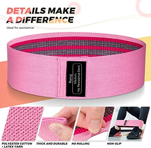 Bundle Set of 8 Resistance Bands for Workout, 3 Fabric Booty Bands and 5 Latex Exercise Bands with 2 Portable Bags