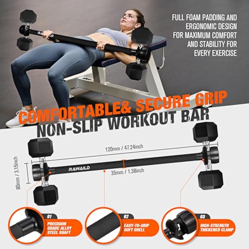 Dumbbell Converter, Convert Dumbbells to Barbell Set, Weight Bar for Bench Presses, Squats, Hip Thrust, Deadlifts, Home Weightlifting and Strength Training, Versatile Home Gym Equipment - color: Black