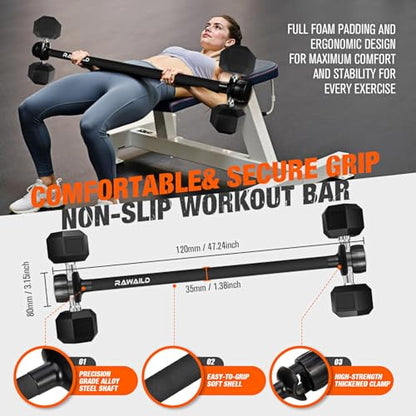 Dumbbell Converter, Convert Dumbbells to Barbell Set, Weight Bar for Bench Presses, Squats, Hip Thrust, Deadlifts, Home Weightlifting and Strength Training, Versatile Home Gym Equipment - color: Black
