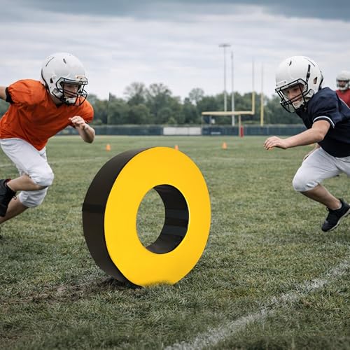 Football Tackle Wheel – High-Density 3080 Foam Tackling Dummy with Strap – Waterproof PU Leather Agility Ring for Youth Football Practice & High School Training