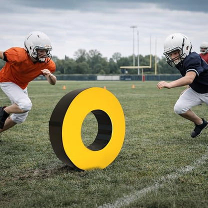 Football Tackle Wheel – High-Density 3080 Foam Tackling Dummy with Strap – Waterproof PU Leather Agility Ring for Youth Football Practice & High School Training