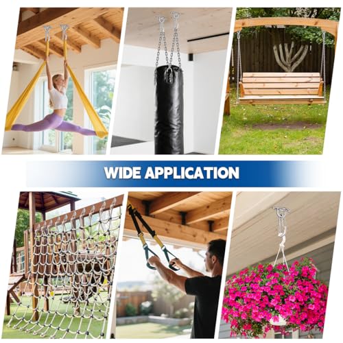 Heavy Duty Hammock Hooks Hanging Kit - Stainless Steel Pad Eye Hooks with Mounting Screws for Ceiling Wall Swing Anchor - 3600lbs Load Bearing Hardware for Indoor Outdoor TRX Gym DIY Projects