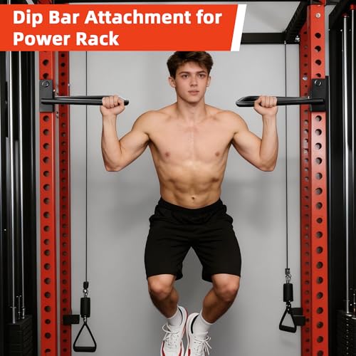 Hulkfit Power Cage Dip Bar Attachments with Multi-Grip Pull up Handles, Heavy Duty Iron Strength Training Accessories for Squat Rack & Power Cage