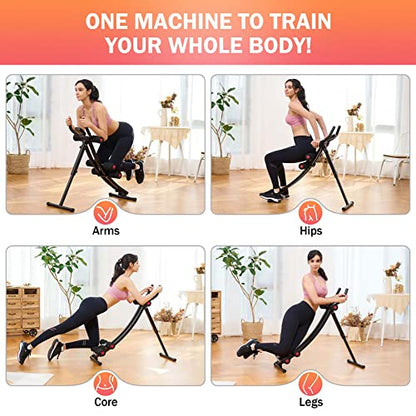 ZELUS Ab Machine for Home Gym, Core Strength Training Equipment for Home Fitness, Ab Crunch Coaster with 4 Intensities and Digital Display, Foldable Core Trainer for Abdominal