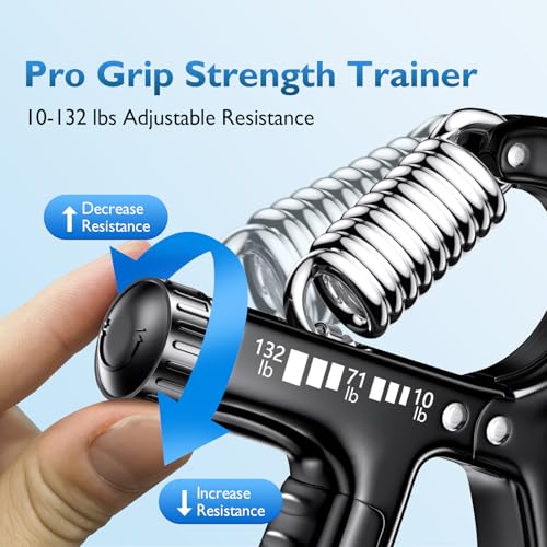 FitBeast Grip Strengthener Forearm Strengthener, Adjustable Hand Grip for Strength Training & Rehabilitation, 10-132 lbs Resistance, Ideal for Athletes and Physical Therapy - color: Black