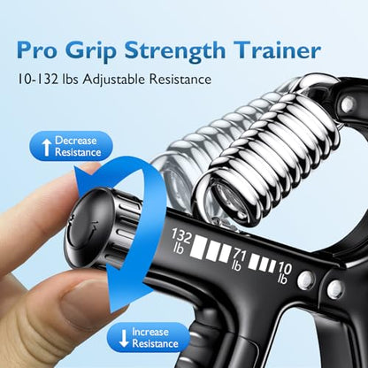 FitBeast Grip Strengthener Forearm Strengthener, Adjustable Hand Grip for Strength Training & Rehabilitation, 10-132 lbs Resistance, Ideal for Athletes and Physical Therapy - color: Black