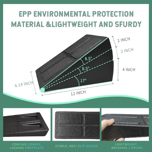 Squat Wedge Block Set of 3 - High-Density EPP Slant Board with 8.5° & 17° Stackable Angles - Deep-Groove Anti-Slip Surface for Calf Stretching, Physical Therapy & Ankle Mobility