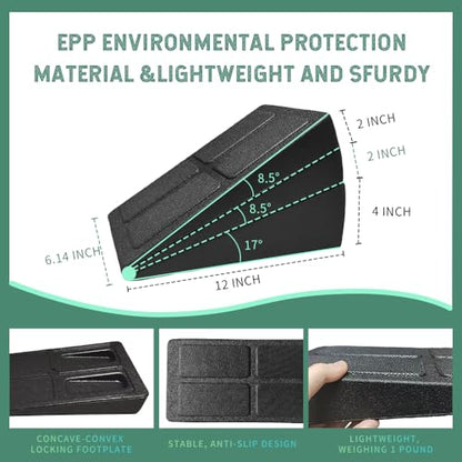 Squat Wedge Block Set of 3 - High-Density EPP Slant Board with 8.5° & 17° Stackable Angles - Deep-Groove Anti-Slip Surface for Calf Stretching, Physical Therapy & Ankle Mobility