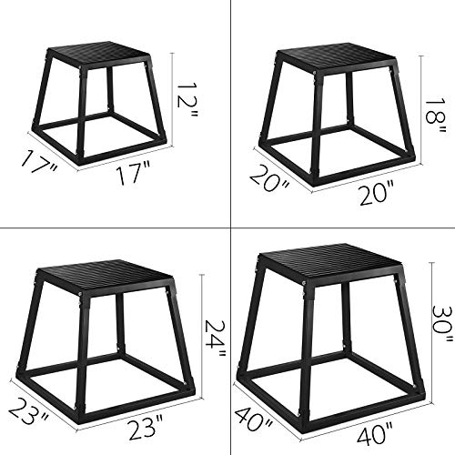 Happybuy Plyometric Platforms 4 PCS Set (6", 12", 18", 24"),Plyometric Jump Box Plyometric Training Jump Squat Box Fitness Box Set for Jump Exercise Fit Training Black