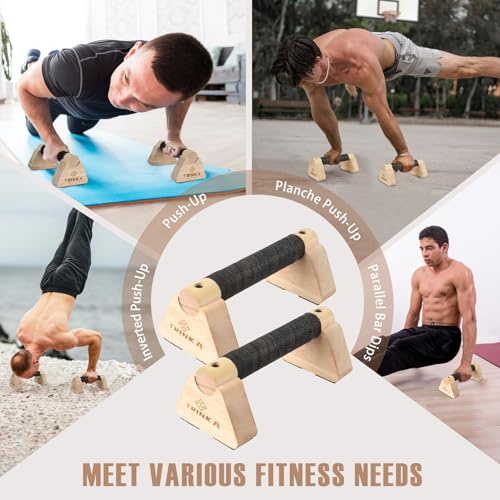 Wooden Parallettes Push Up Bars, 2 PCS Wood Calisthenics Bars with Non-Slip Base, Pushup Handles for Floor Home Fitness, Workout Equipment for Men and Women Strength Training - size: 20cm