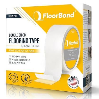 Double Sided Tape Heavy Duty Carpet Tape for Flexible and Vinyl Flooring, Carpet Tiles, Artificial Grass, Foam Gym Tiles, Rubber Interlocking Gym Tile Easy Installation Ultra Strong Grip