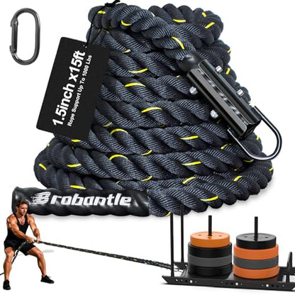 Weight Sled Pulling Rope 15FT/20FT/30FT/40FT/50FT, Trainer Physical Training Strength Rope for Workout Sled,Tire Pulling Workout,Football Exercise Equipment for Men and Women - size: 15FT