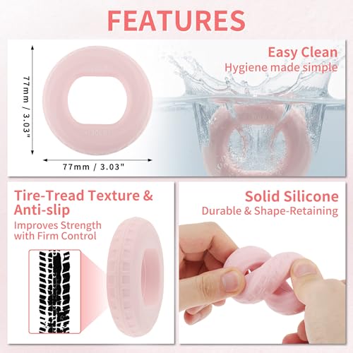 Hand Grip Strengthener, Fingers Exerciser - Silicone Rings for Muscle Training Sports Rock Climbing Finger Rehabilitation,6 Resistance Levels - color: Pink(20/30LB)with Box