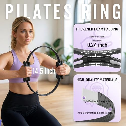 JKSHMYT Pilates Ring Kit for Women, Pilates Equipment – 14.5" Home Magic Circle Workout with Pilates Ball,Resistance Bands,Better me Pilates Essentials Starter Set for Beginners Toning Shape Full Body