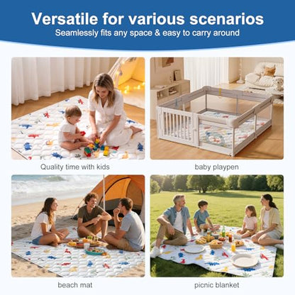 Odorless Premium Foam Baby Play Mat 50" x 50", Soft Microfiber Fabric Crawling Mat for Floor- Comfortable and Hypoallergenic, Non-Slip Cushioned Floor Playpen mat for Infants,Babies,Toddlers