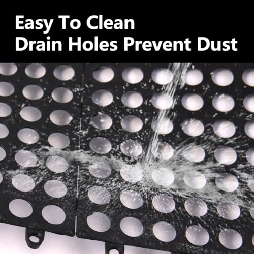 Interlocking Floor Tiles 12x12 Inch, 12 Pack Soft PVC Non-Slip Drainage Tiles with Holes for Bathroom, Pool Deck, Gym, Garage, Kitchen & Wet Areas, Easy Splicing Anti-Fatigue Mat (12)