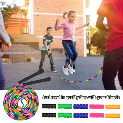 Coolrunner 16 FT Long Jump Rope(1 PACK), Double Dutch Jump Ropes, Soft Beaded Skipping for Kids Adults, Plastic Segmented Long Enough for 4-5 Jumpers - color: Black