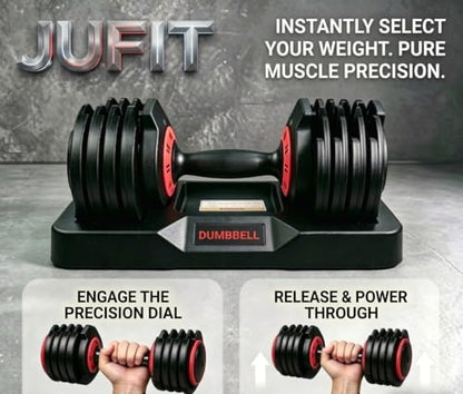 Single Adjustable Dumbbell – Premium Quick-Change Weight Set with Base, Space-Saving Smart Dial System for Home Gym, Full Body Strength Training for Men & Women