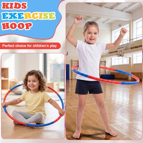 Toy Hoop Detachable Plastic Hoops Exercise Equipment Toy Adjustable Rings for Sports Party Game Dance Pet Training - color: Red,Blue
