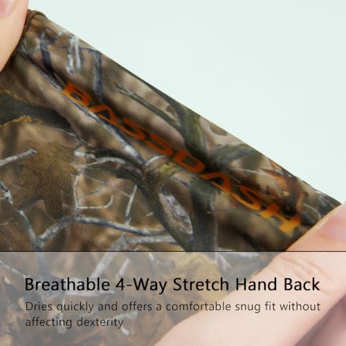 BASSDASH ALTIMATE UPF 50+ Sun Protection Fingerless Fishing Gloves Men - color: Autumn Forest, size: Large
