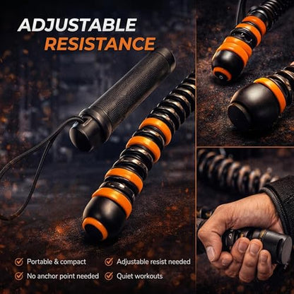 Portable Ropeless Battle Ropes, Heavy Duty Cordless Workout with Adjustable Weights, Cordless Fitness Men & Women Rope for Home Gym Strength Training & HIIT Low-Impact Equipment