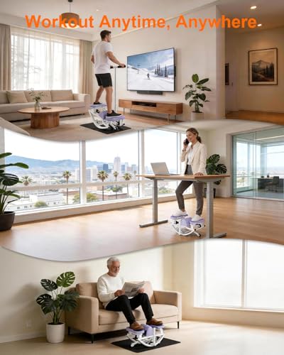Rocking Steppers for Exercise at Home, Rocker Stepper Side to Side with Resistance Bands & Handlebar for Full Body Workout, Low-Impact Lateral Stepper Exercise Machine with Digital Monitor