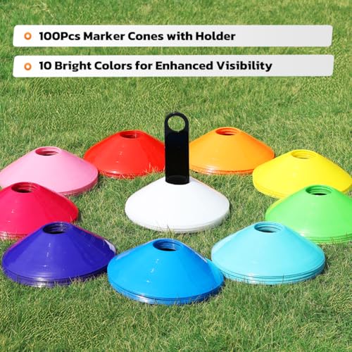GHB Soccer Cones 25/50/100 Pack Disc Soccer Sport Cones - color: 100Pcs Multicolor