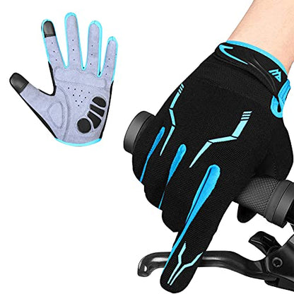 WESTWOOD FOX Cycling Gloves for Men - Full Finger BMX & Mountain Bike Gloves with Touchscreen, MTB, Padded Anti-Slip Grips for Men, Women & Wheelchairs